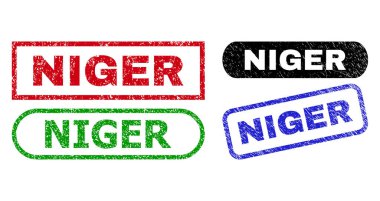 Grunge yüzeyini kullanarak NIGER Dikdörtgen Mühürleri