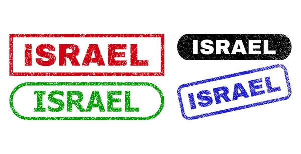 ISRAEL Rectángulo Sellos Usando Superficie Grunge — Vector de stock