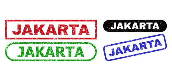 JAKARTA obdélníkové pečetě s nouzovým povrchem — Stockový vektor