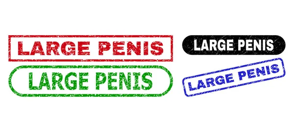 LARGE PENIS Rectangle Stamps Using Grunge Surface — Vector de stock