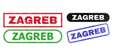 Grunge desenli ZAGREB Dikdörtgen Mühürleri