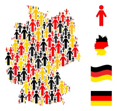 Alman Bayrak Renklerindeki Kişi Simgeleri Mozaiği