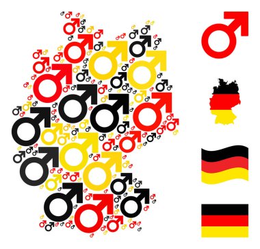 Alman Erkek Sembol Ögelerinin Alman Bayrak Renkleri Haritası
