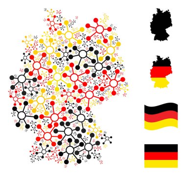 Alman Bayrak Renklerindeki Bağlantı Ögelerinin Alman Harita Kolajı