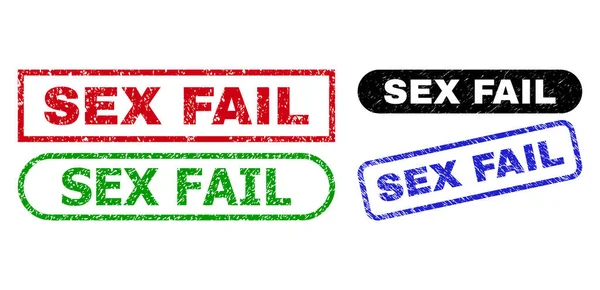 SEX FAIL Segel Stamp persegi panjang dengan Permukaan Tak Bersih - Stok Vektor