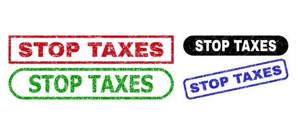 STOP TAXES Rectangle Seals with Corroded Style — Stock Vector