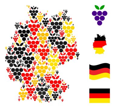 Alman Üzüm Böğürtlenleri Mozaiği Alman Bayrağı Renkleri