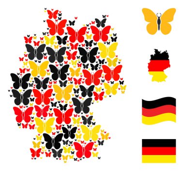 Alman Kelebek Nesnelerinin Alman Bayrak Renkleri Haritası