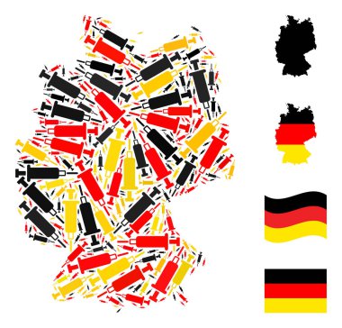 Alman Kan Şırıngası Simgelerinin Alman Bayrak Renkleri Kolajı