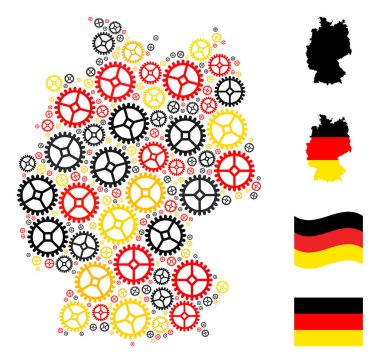 Alman Saat Mozaiği Alman Bayrak Renkleri Dişli Ögeleri