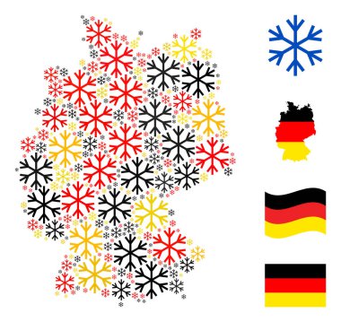 Alman Kar Tanesi Simgelerinin Alman Bayrak Renkleri Mozaiği