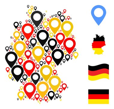Alman Harita İşaretleyici Ögelerinin Alman Bayrak Renkleri Kolajı