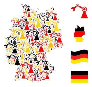 Alman Endüstriyel Robot Ögeleri Mozaiği Alman Bayrağı Renkleri