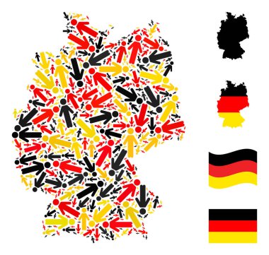 Alman Bayrak Renklerinde İnsan Ögelerinin Alman Harita Kolajı