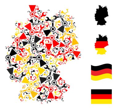 Alman Sanayi Robotlarının Alman Bayrak Renkleri Kolajı