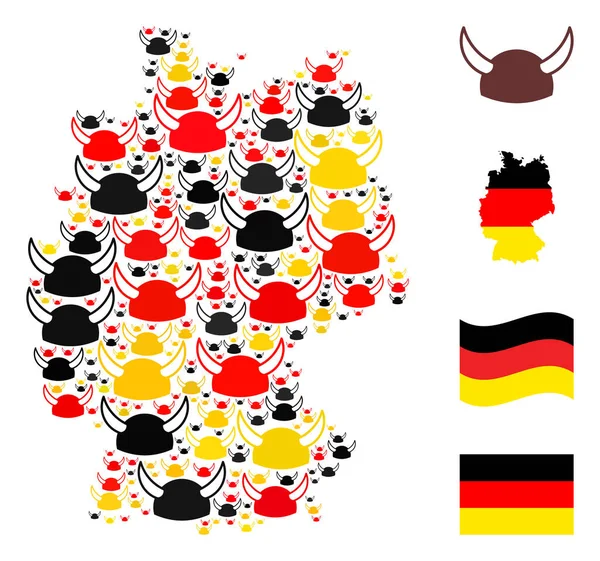 Alman Boynuzlu Miğfer Simgelerinin Alman Bayrak Renkleri Haritası Mozaiği