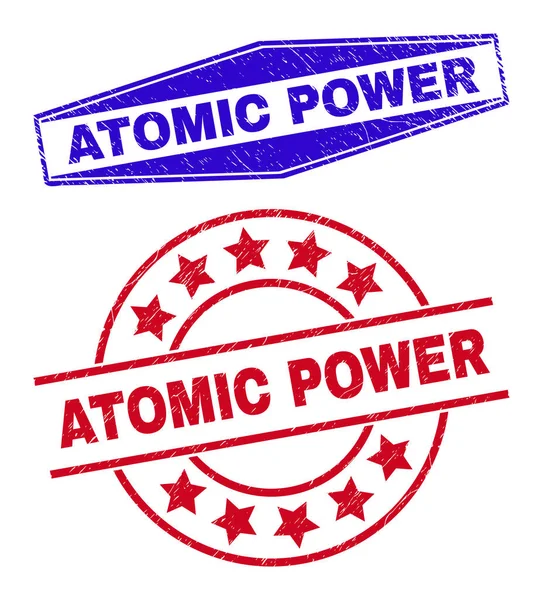 Sellos impuros ATOMIC POWER en formas redondas y hexágono — Vector de stock