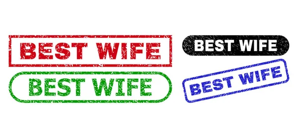 BEST WIFE Rectangle Stamp Seals with Rubber Style — Stock Vector