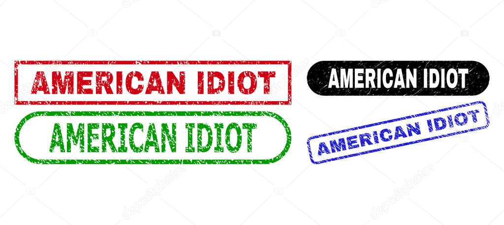 AMERICAN IDIOT Rectangle Stamp Seals Using Unclean Texture