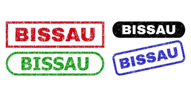 BISSAU Dikdörtgen Damga Mührü Grunge desenli