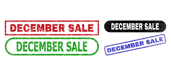 DEZEMBER SALE Rechteck-Stempelsiegel mit Distress Style — Stockvektor