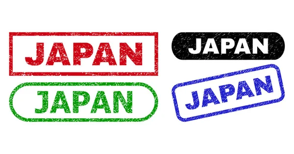 Sellos de sello rectángulo JAPÓN con textura sucia — Vector de stock