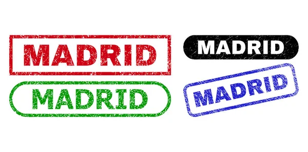 MADRID Rectangle Stamp Seals Using Grunge Style — стоковий вектор