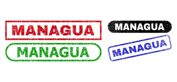 Σφραγίδες ορθογωνίου MANAGUA χρησιμοποιώντας ακαθόριστο στυλ — Διανυσματικό Αρχείο