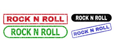 Grunge desenli RockN Yuvarlak Dikdörtgen Mühürleri