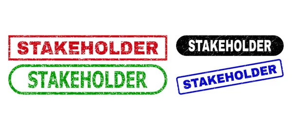 Selos retangulares STAKEHOLDER usando textura Grunge — Vetor de Stock