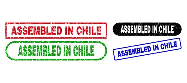 ASSEMBED IN CHILE Rectangle Marcas d 'água com superfície imunda —  Vetores de Stock