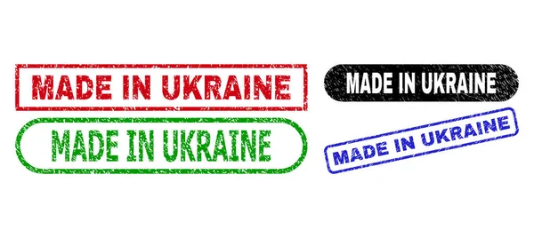 MADE IN UKRAINE Rectangle Stamps Using Scratched Style — Vetor de Stock