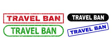 TRAVEL BAN Dikdörtgen Damga Mührü Lastik Biçimli