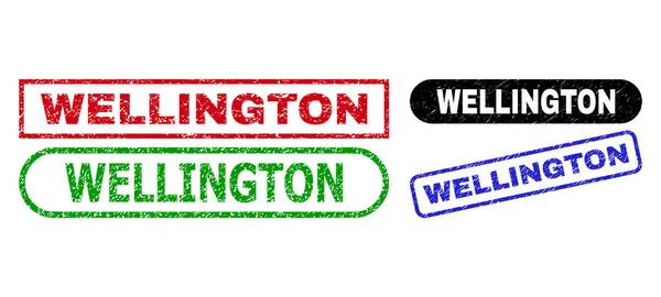 WELLINGTON Rechteck Wasserzeichen im Grunge-Stil — Stockvektor