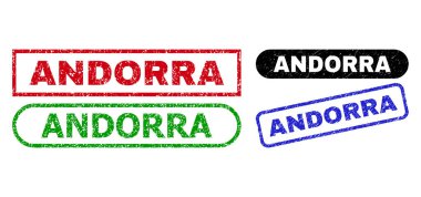 Grunge Surface ile ANDORRA Dikdörtgen Mühürleri