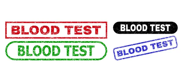 BLOOD TEST Prostokątne uszczelnienia pieczątek przy użyciu nieczystej tekstury — Wektor stockowy