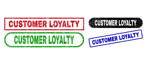 CLIENTE LOYALTY Rectángular Sellos con Estilo Grunged — Vector de stock