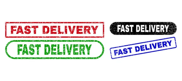 FAST DELIVERY Rechteck-Dichtungen mit grunged Textur — Stockvektor