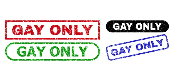 GAY ONLY Rectangle Stamp Seals with Grunge Texture — Stock Vector