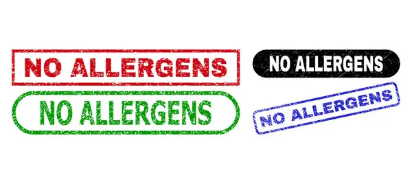 NINCS ALLERGENS Téglalap alakú bélyegzők Grunged textúrával — Stock Vector