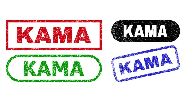 具有腐蚀风格的KAMA矩形邮票 — 图库矢量图片