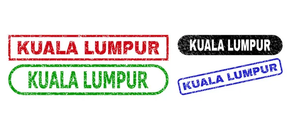Selos de retângulo KUALA LUMPUR usando estilo corroído —  Vetores de Stock