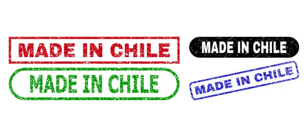MADE IN CHILE Прямокутник Штампи з текстурою лиха — стоковий вектор