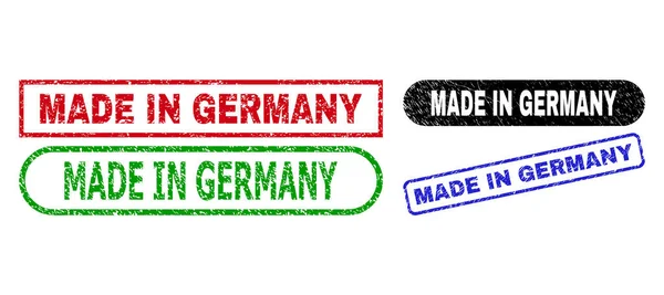 MADE IN GERMANIA Guarnizioni rettangolari con texture graffiata — Vettoriale Stock