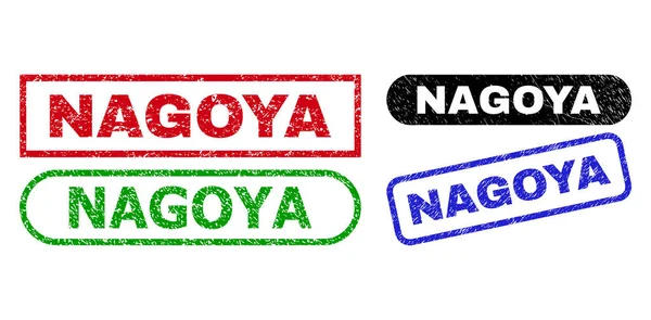 Σφραγίδες ορθογωνίου NAGOYA με υφή Grunge — Διανυσματικό Αρχείο
