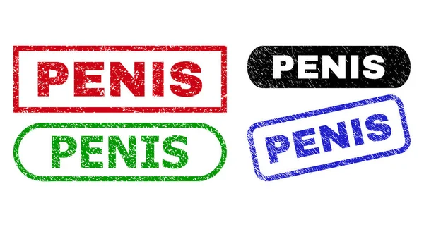 PENIS Rectangle Stamp Seals with Grunge Texture — Image vectorielle