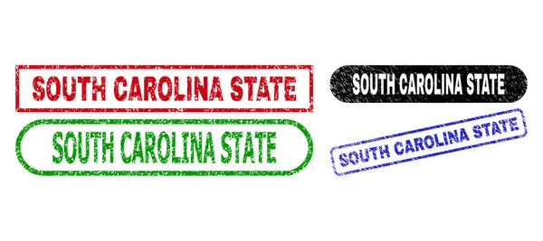 SOUTH CAROLINA STATE Selos retangulares com estilo de borracha —  Vetores de Stock