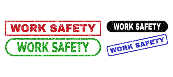 WORK SAFETY Rectangle Seals with Grunged Surface — Stock Vector