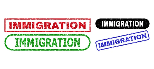 IMMIGRATION Sceaux rectangle avec surface corrodée — Image vectorielle