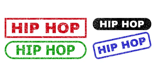HIP HOP Téglalap Vízjelek Grunged Style használatával — Stock Vector